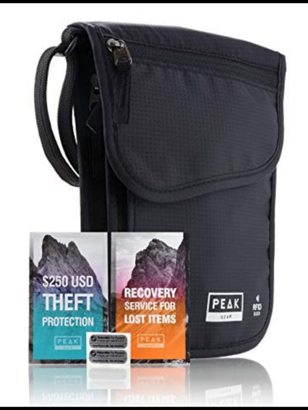 RFID Blocking Travel Neck Wallet Crossbody Adjustable Strap Nylon